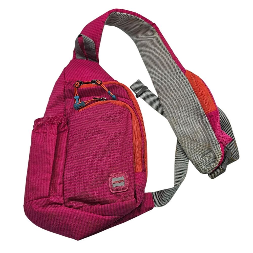 Yinglang Women's Crossbody Backpack Pink Gray Nylon Hiking Bag